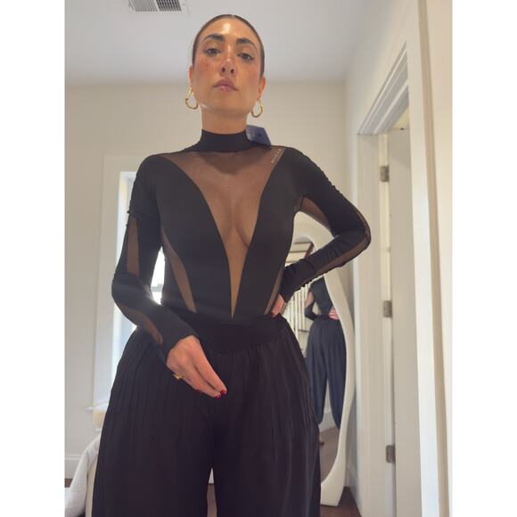 Mugler x H&M Cut-Out Mesh Bodysuit SS23 — NWT Black, Size XS - Picture 1 of 6